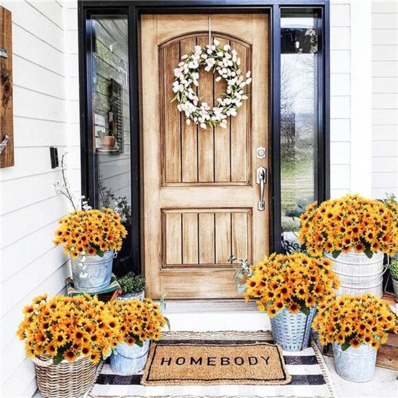 6 Bundles Sunflowers Artificial Flowers Daisy Mums Fake Flowers Outdoor Fall - Picture 2 of 7